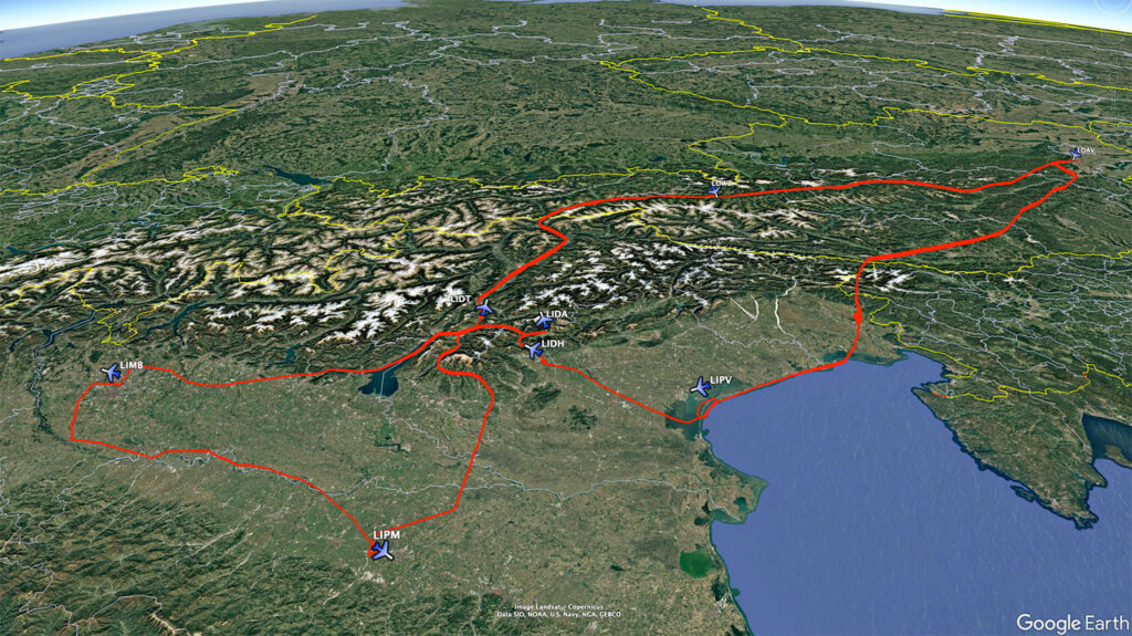 Google Earth Screenshot der geflogenen Route